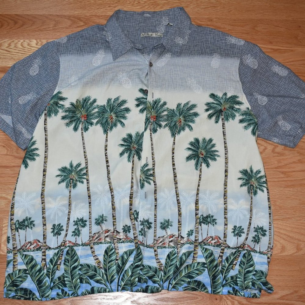 BATIK BAY Men's 2XL Short Sleeve Palm Tree Hawaiian Aloha Shirt